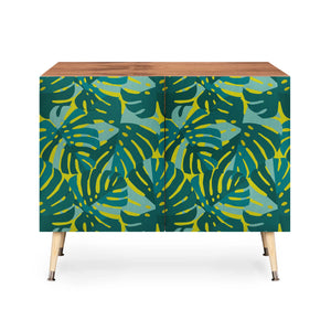 Monstera Leaves in Teal Credenza