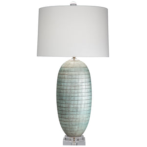 Margot Steel Aqua Table Lamp in Hand Blown Glass