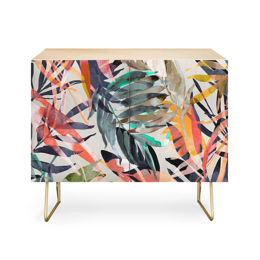 Palms Leaf Colorful Paint 2PB Credenza