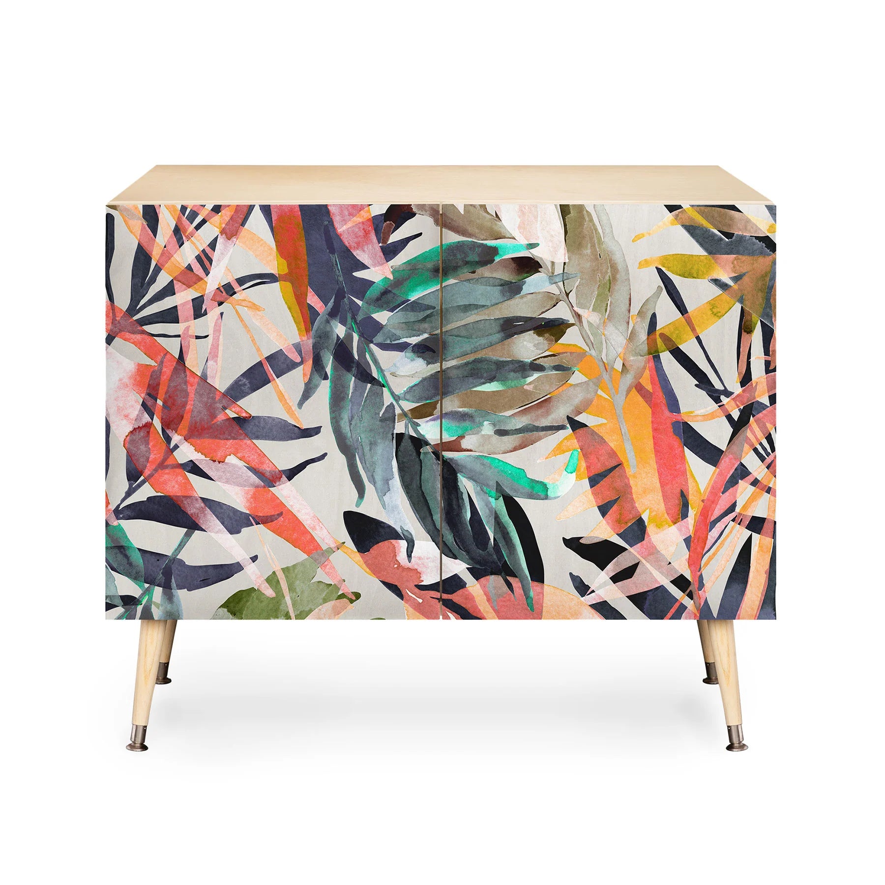 Palms Leaf Colorful Paint 2PB Credenza