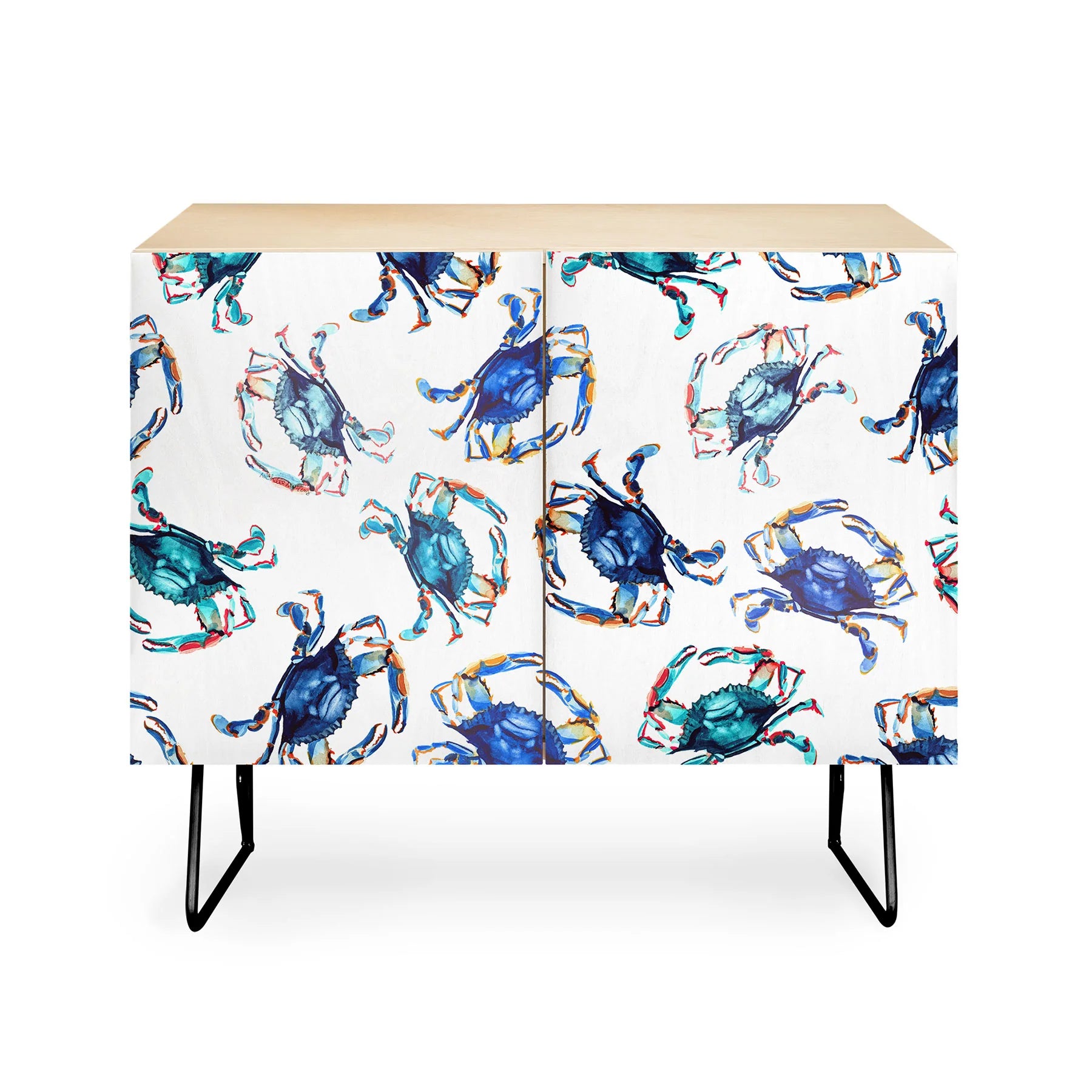 Watercolor Blue Crab Credenza