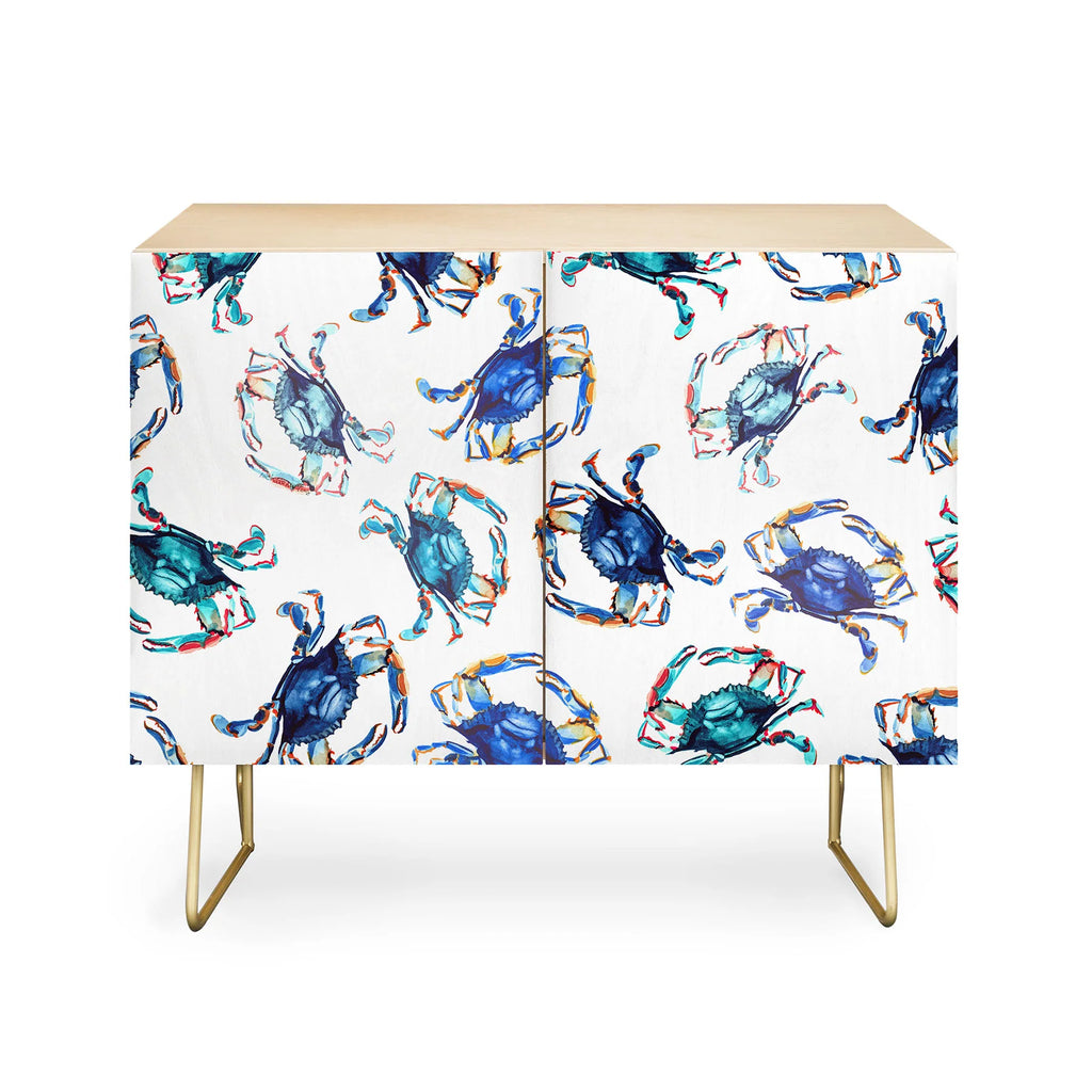 Watercolor Blue Crab Credenza