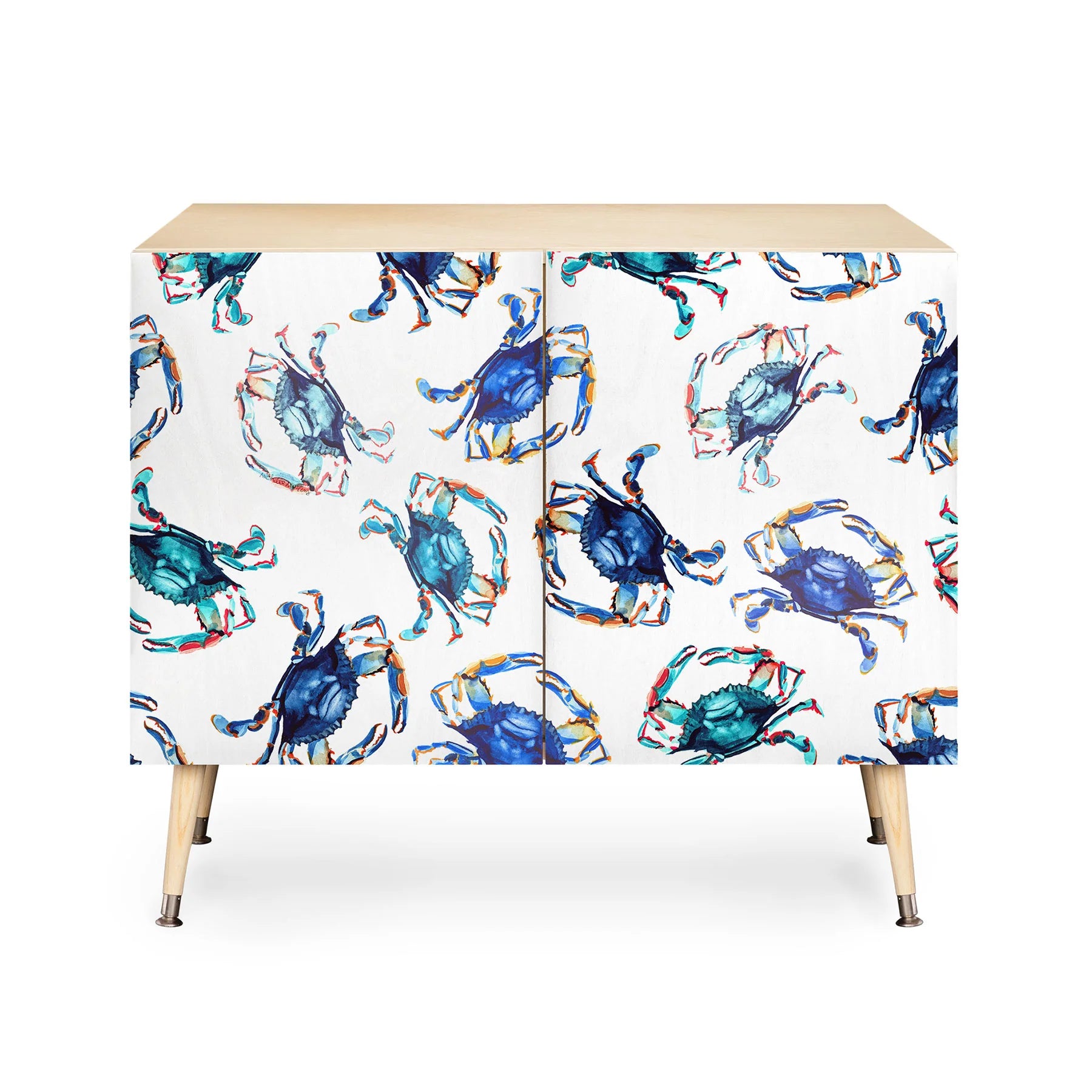 Watercolor Blue Crab Credenza