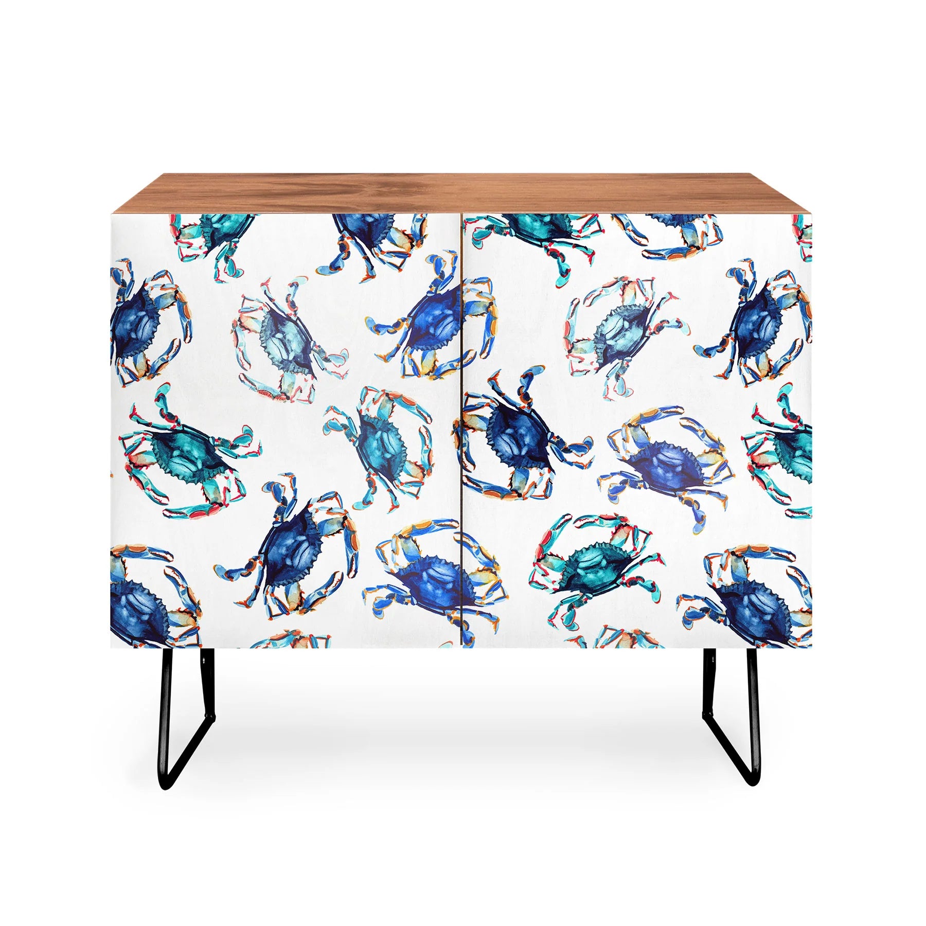 Watercolor Blue Crab Credenza