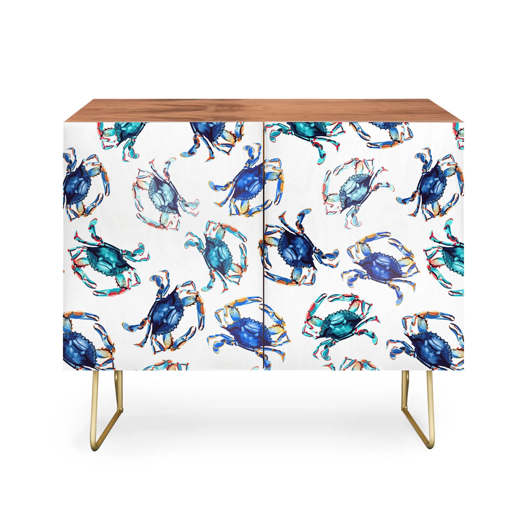 Watercolor Blue Crab Credenza