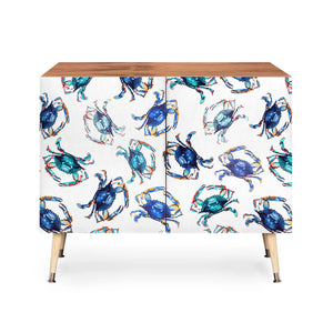 Watercolor Blue Crab Credenza