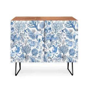Coral Reef Crab Lobster Marine Coastal Blue Credenza