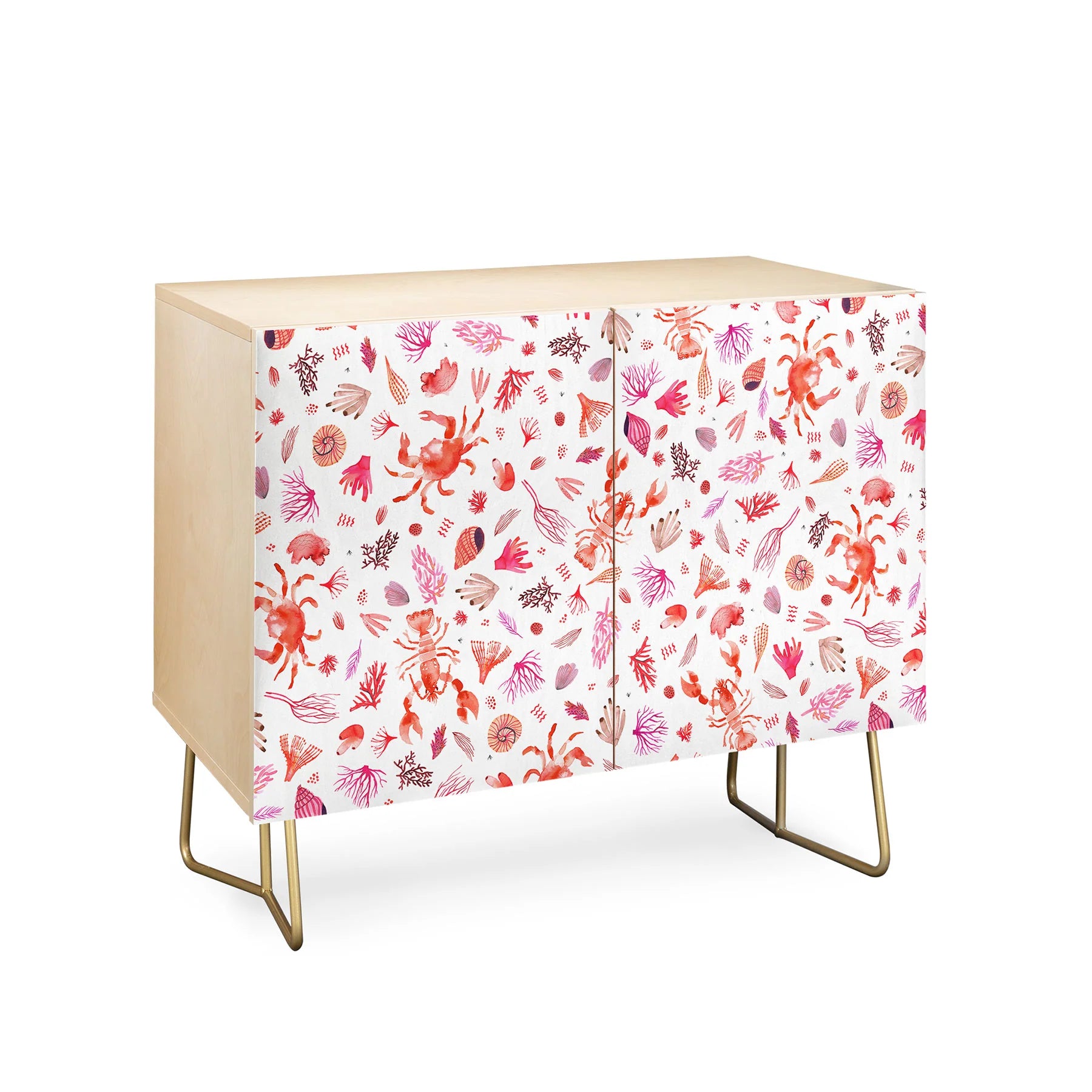Crabs & Lobsters Coastal Coral Reef Credenza