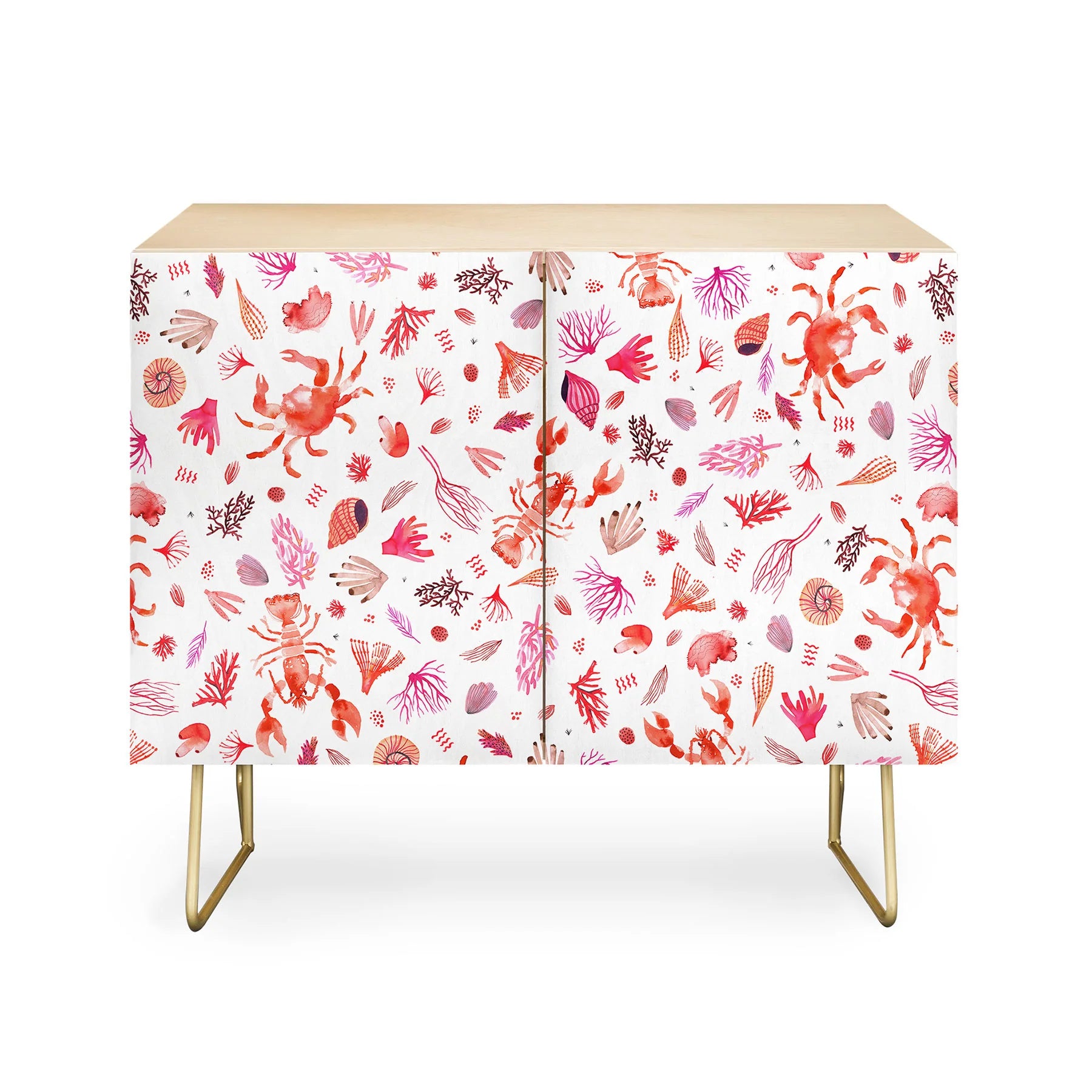 Crabs & Lobsters Coastal Coral Reef Credenza