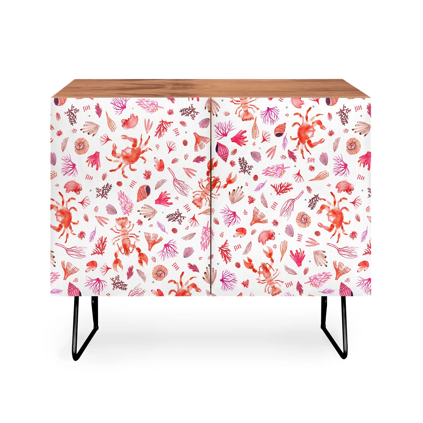 Crabs & Lobsters Coastal Coral Reef Credenza