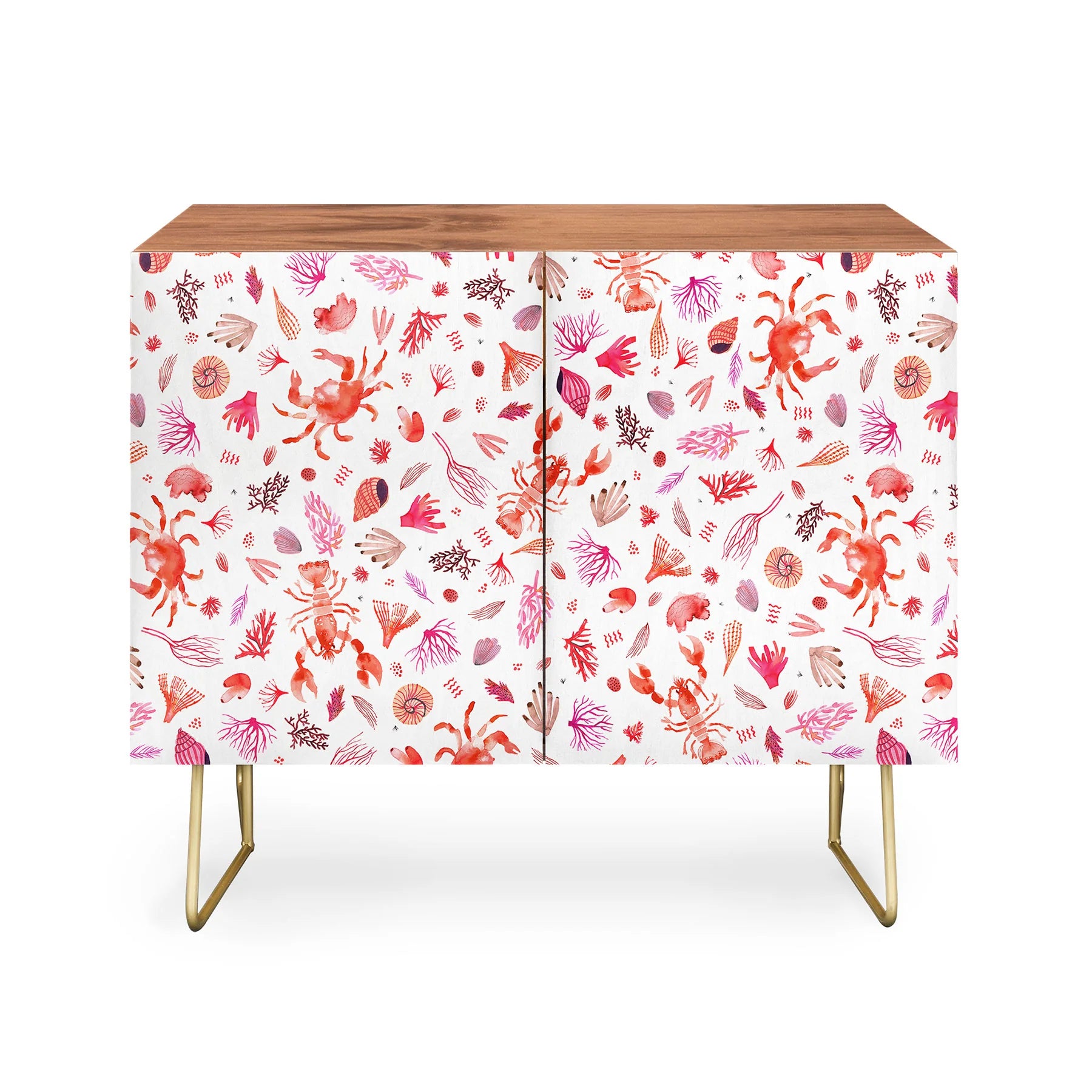 Crabs & Lobsters Coastal Coral Reef Credenza