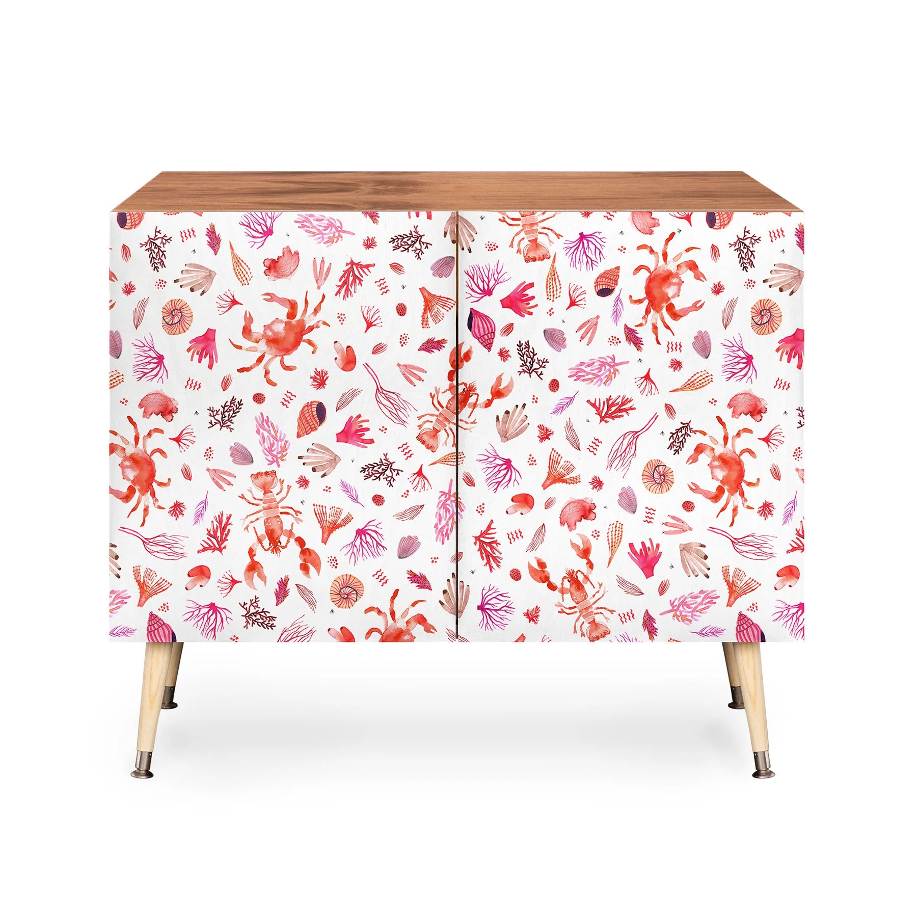 Crabs & Lobsters Coastal Coral Reef Credenza