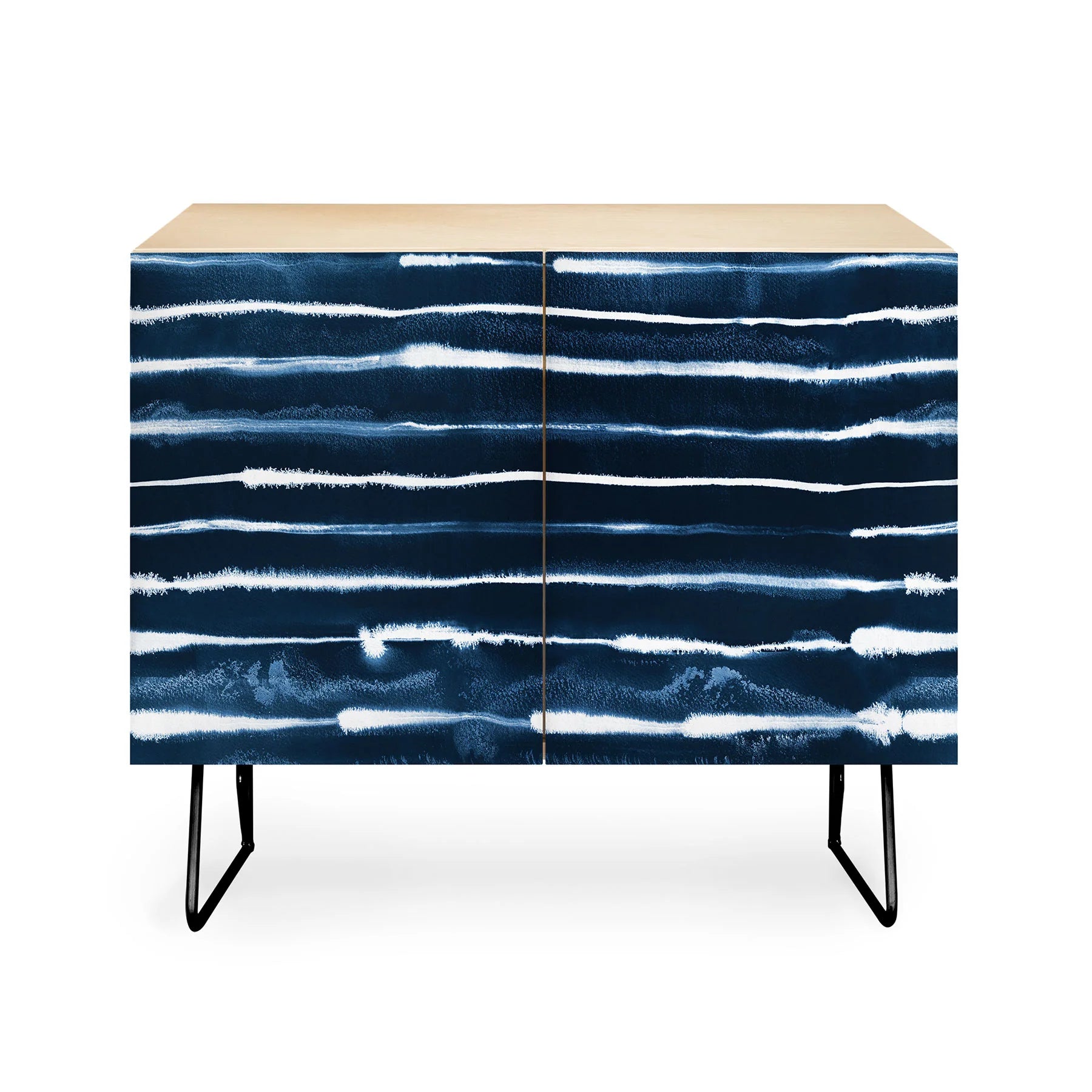 Navy Ink Stripes Credenza