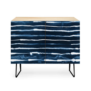 Navy Ink Stripes Credenza
