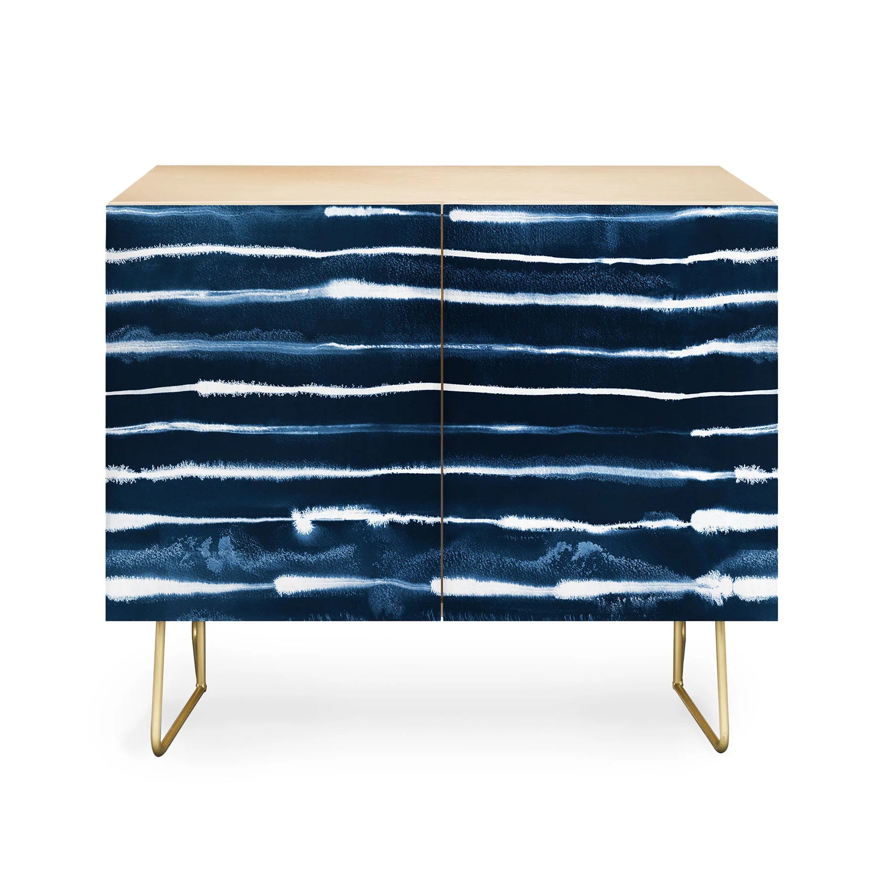Navy Ink Stripes Credenza