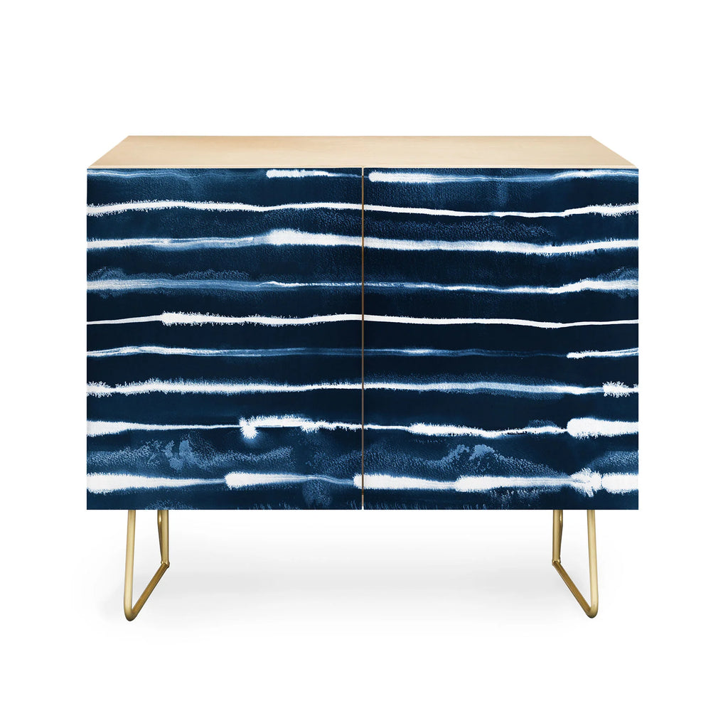 Navy Ink Stripes Credenza