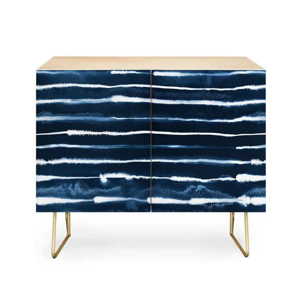 Navy Ink Stripes Credenza