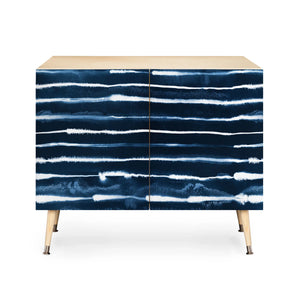Navy Ink Stripes Credenza