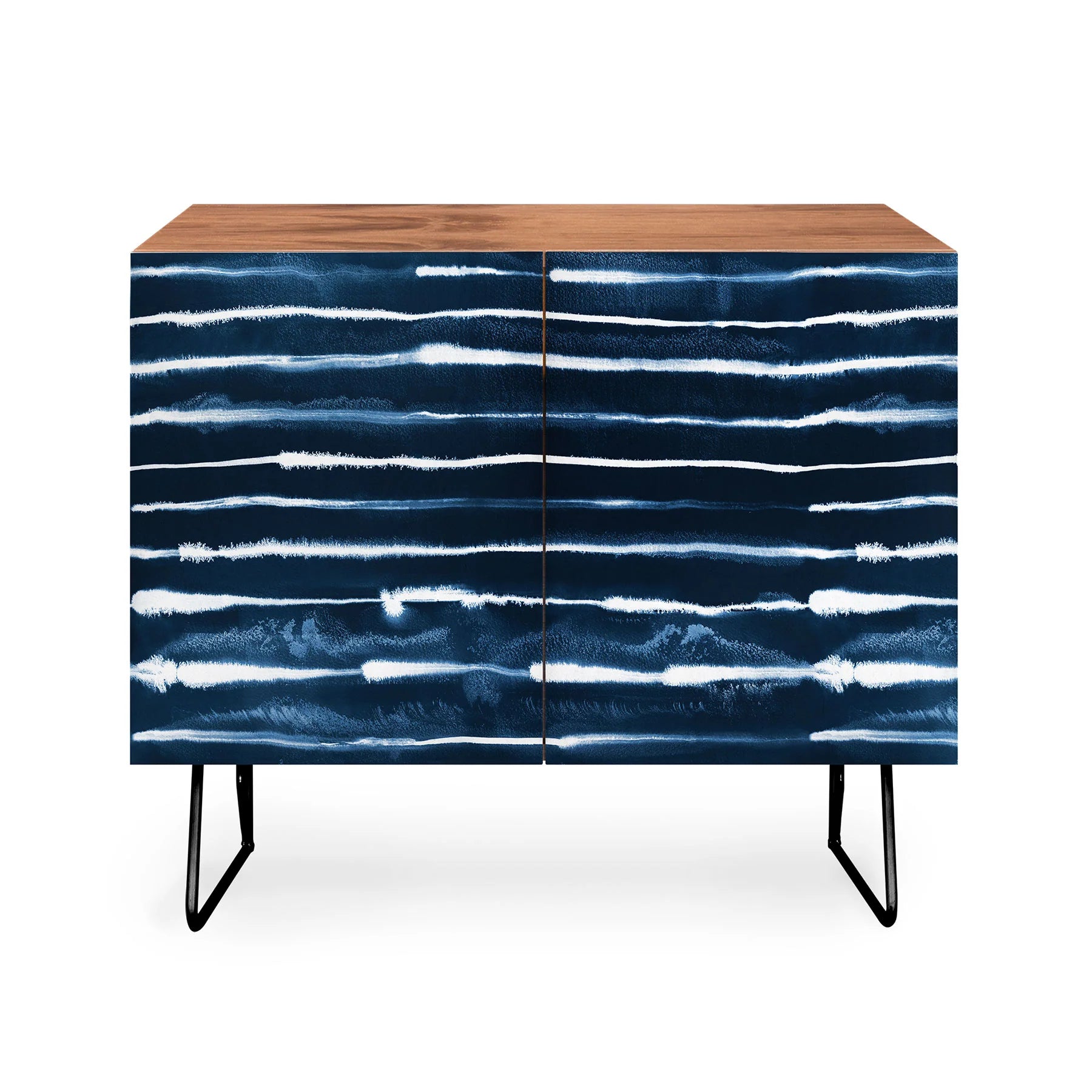 Navy Ink Stripes Credenza