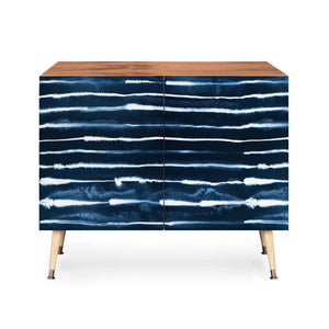 Navy Ink Stripes Credenza