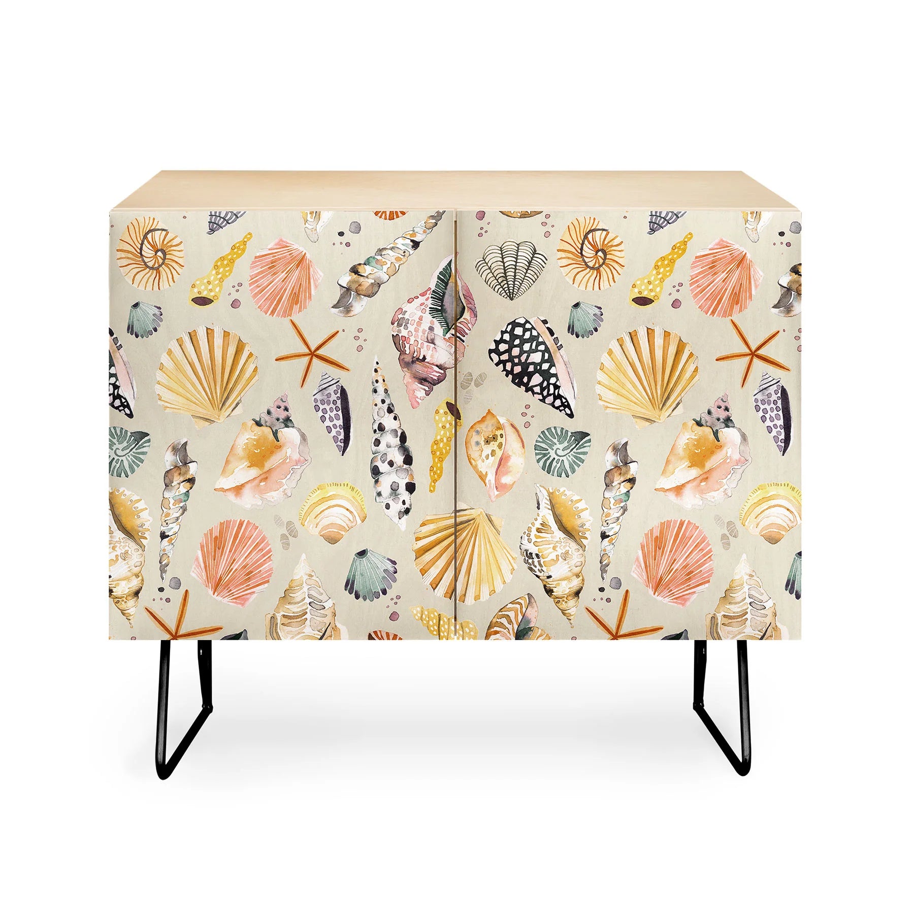 Sea Shells Ocean Marine Coastal Sand Credenza