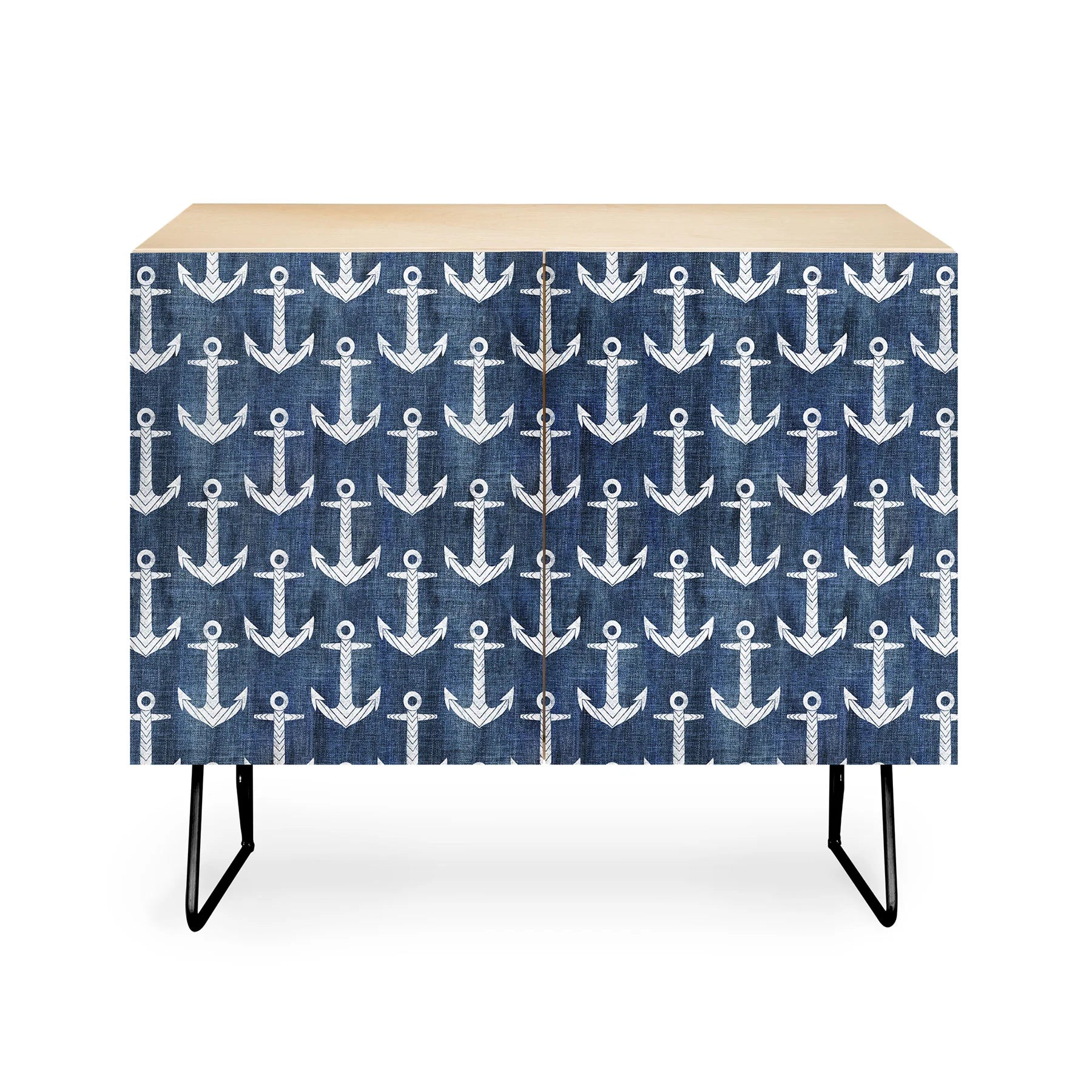 Chevron Anchor Denim  Credenza