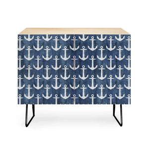 Chevron Anchor Denim  Credenza