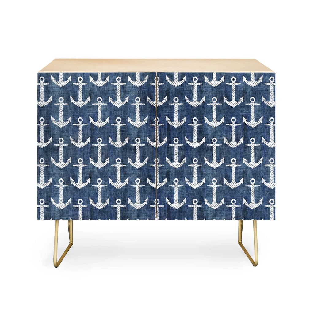 Chevron Anchor Denim  Credenza