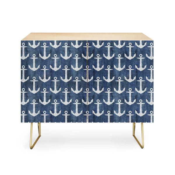 Chevron Anchor Denim  Credenza