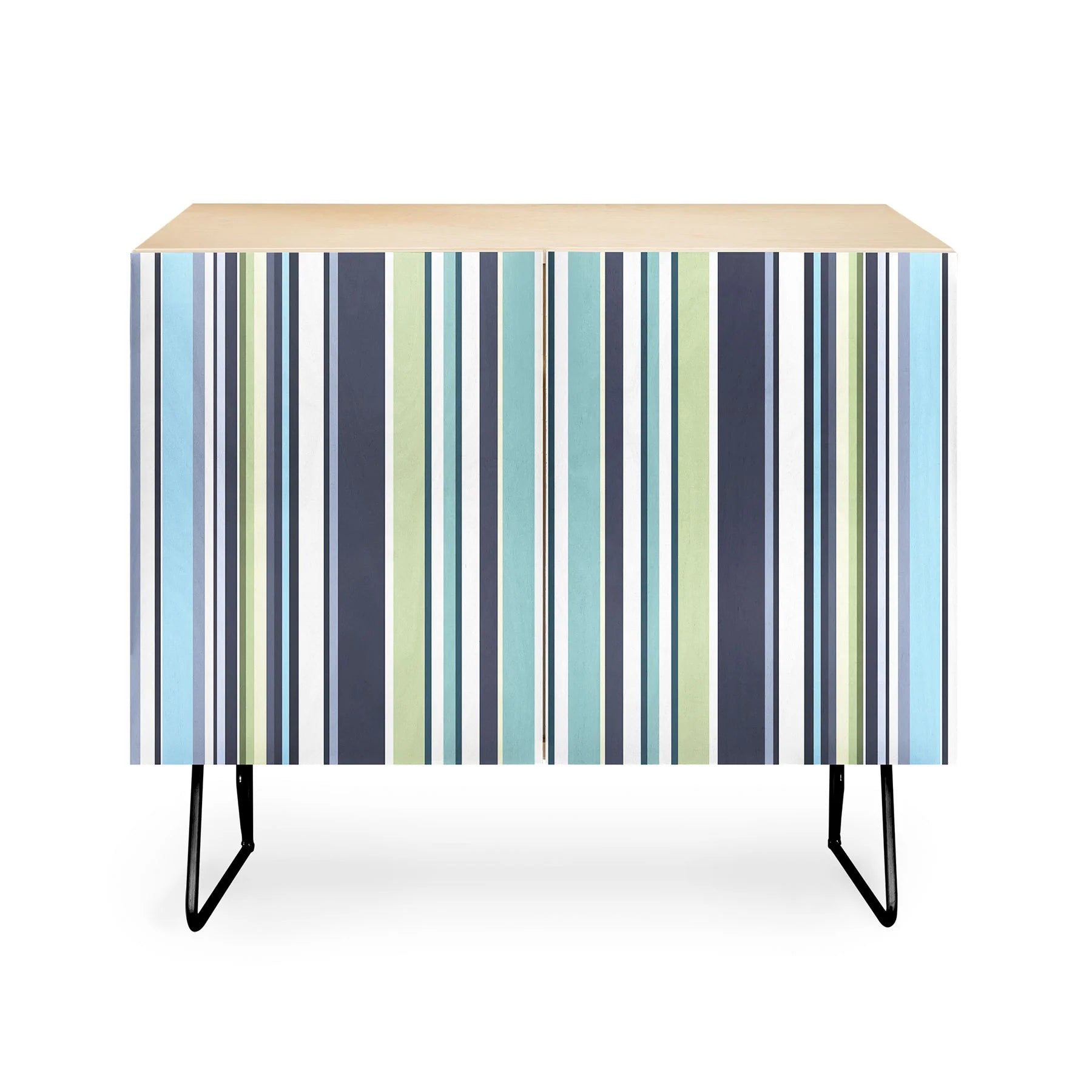 Lavender Mint Blue Stripes Credenza