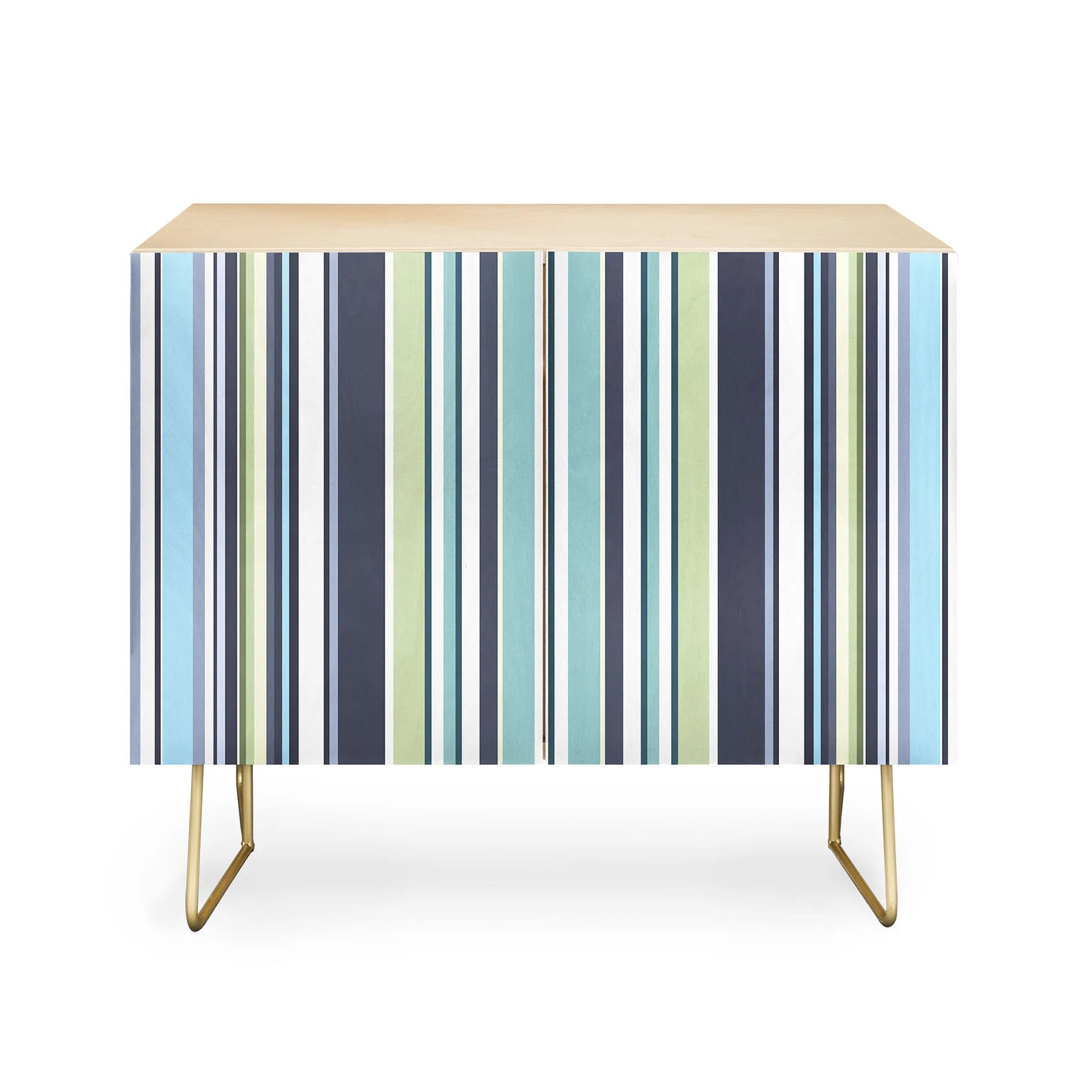 Lavender Mint Blue Stripes Credenza