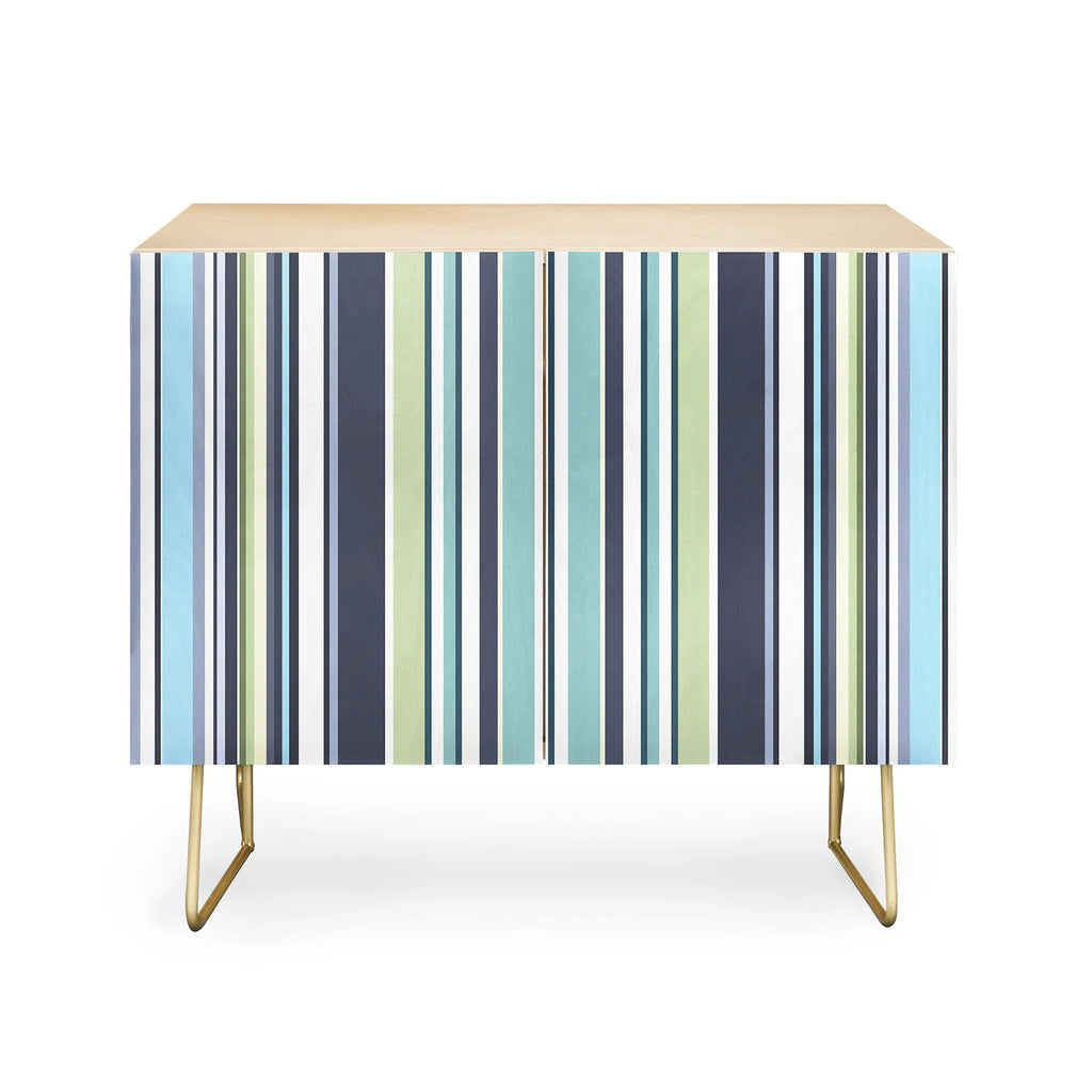 Lavender Mint Blue Stripes Credenza