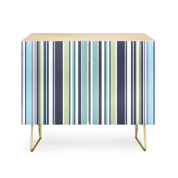 Lavender Mint Blue Stripes Credenza