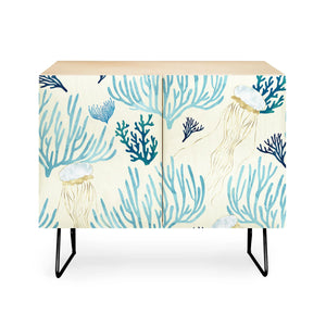 Jellyfish and Coral Yellow Credenza