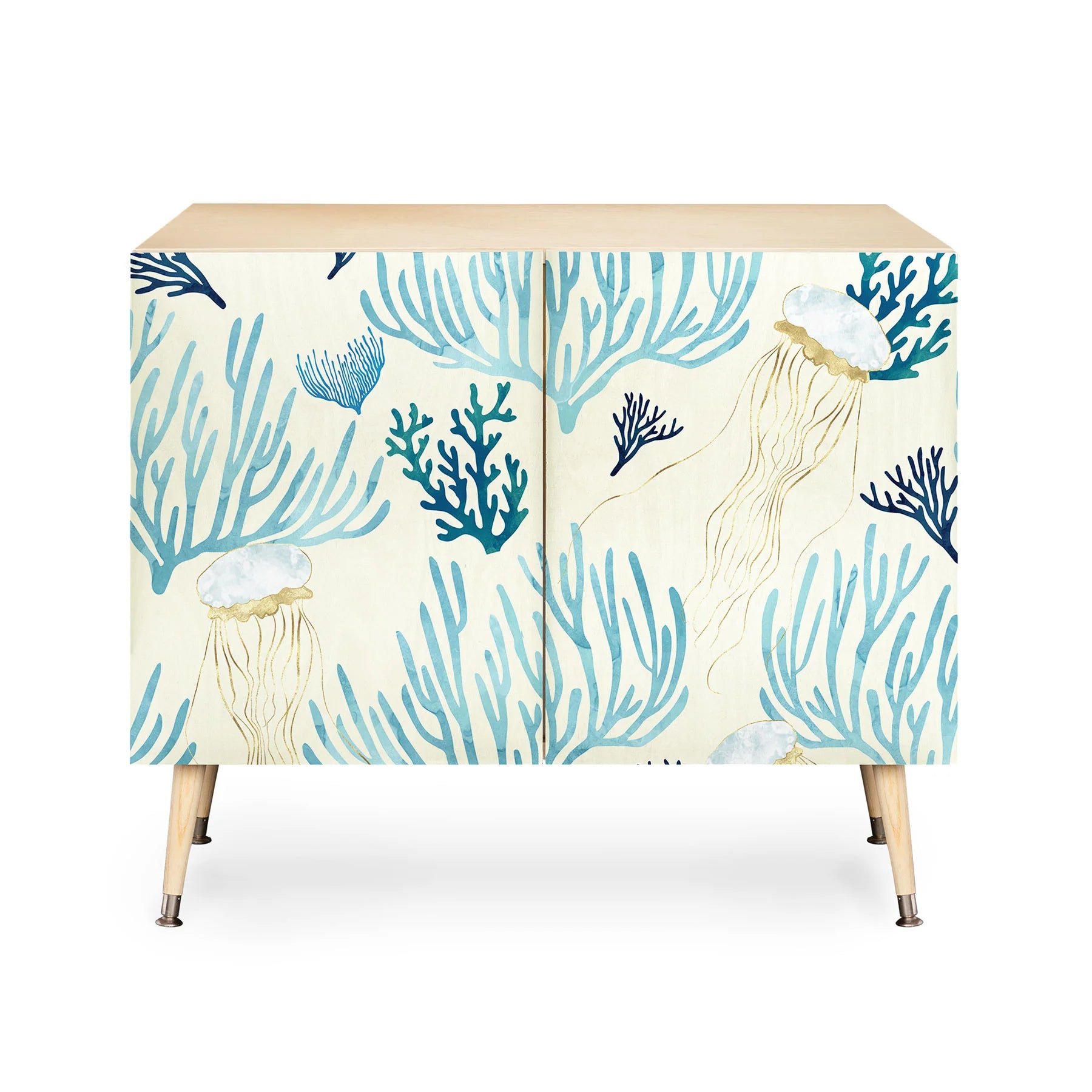 Jellyfish and Coral Yellow Credenza