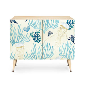 Jellyfish and Coral Yellow Credenza