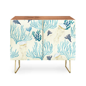 Jellyfish and Coral Yellow Credenza