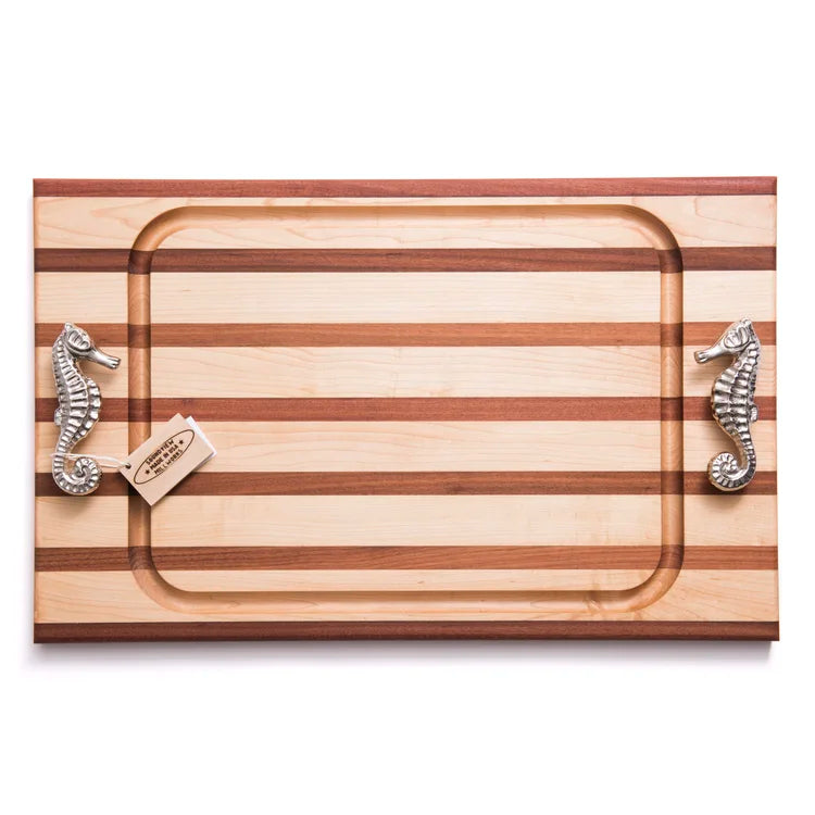 Steak Board Multi-Stripe with Seahorse Handles