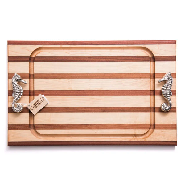 Steak Board Multi-Stripe with Seahorse Handles