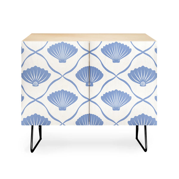 Coastal Ocean Blue Seashells Credenza