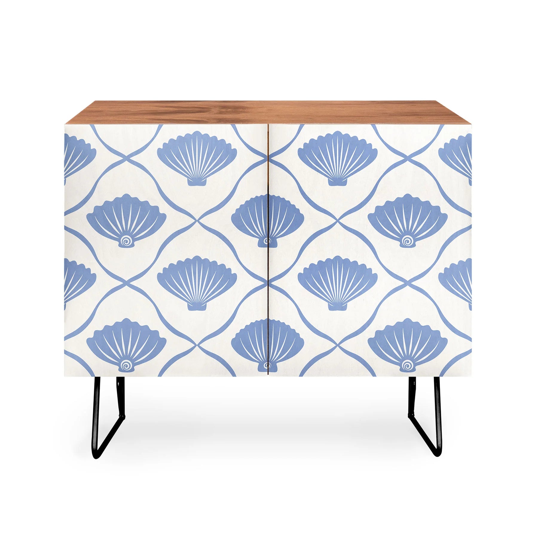 Coastal Ocean Blue Seashells Credenza