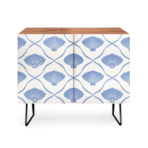 Coastal Ocean Blue Seashells Credenza