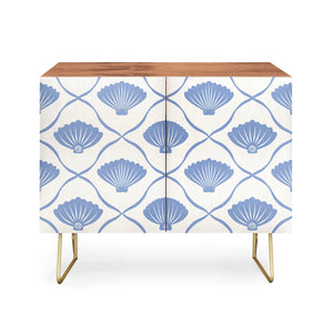 Coastal Ocean Blue Seashells Credenza