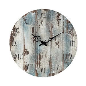 Dark Blue Distressed Outdoor Wood Clock 16 in.