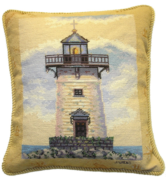 Lighthouse Grosspoint & Pettipoint Pillow 18 in. x 16 in.