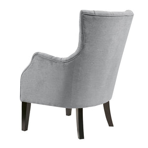 Button Tufted Wing Chair - Grey
