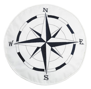 Compass Embroidered Round Pillow 16 in.