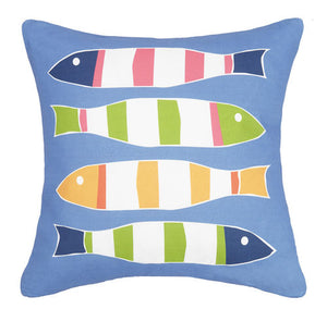 Blue Picket Fish Pillow 20 in.