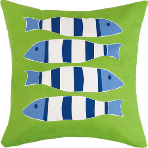 Green Four Fish Outdoor Pillow  20 in.