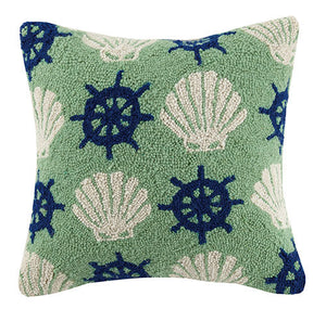 Shell & Wheel Hooked Pillow 16 in.